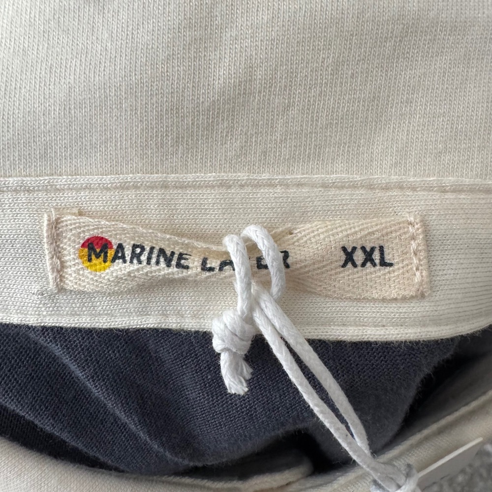 Marine Layer Engineered Striped Polo Shirt XXL Mood Indigo Colorblock Blue New - Picture 2 of 8